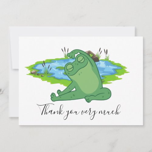 Frog Yoga Thank you card with pond background
