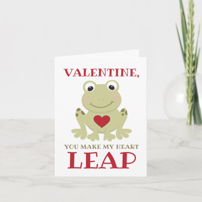 Frog You Make My Heart Leap Valentine Holiday Card (Front)