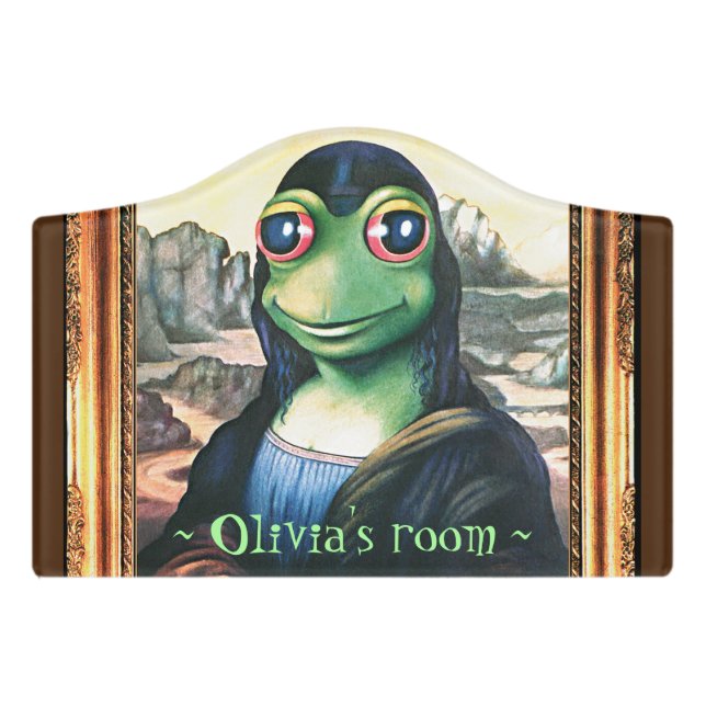 Frogga Lisa kid's custom name door sign (Small Crest Front)