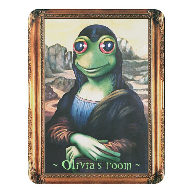 Frogga Lisa kid's custom name door sign (Contemporary Vert)