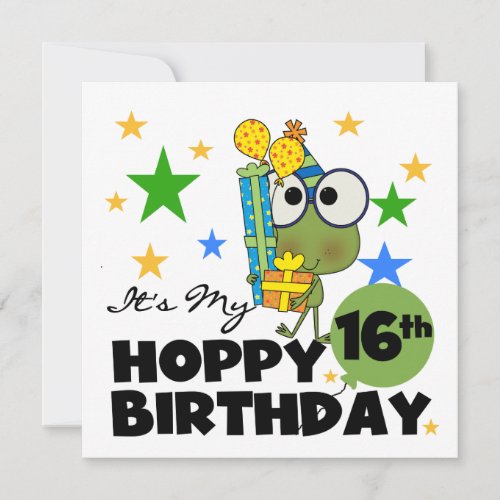 Froggie Hoppy 16th Birthday Card