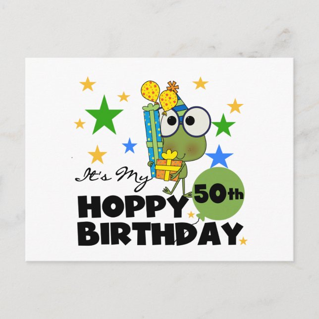Froggie Hoppy 50th Birthday Postcard (Front)