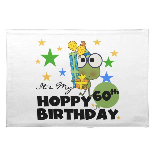 Froggie Hoppy 60th Birthday Cloth Placemat (Front)