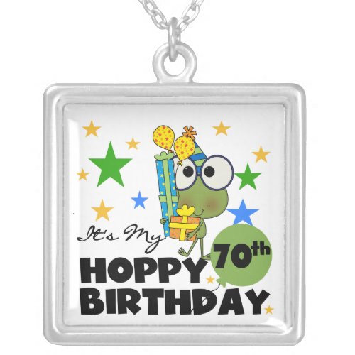 Froggie Hoppy 70th Birthday Silver Plated Necklace