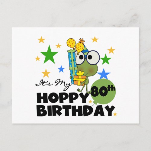 Froggie Hoppy 80th Birthday Postcard