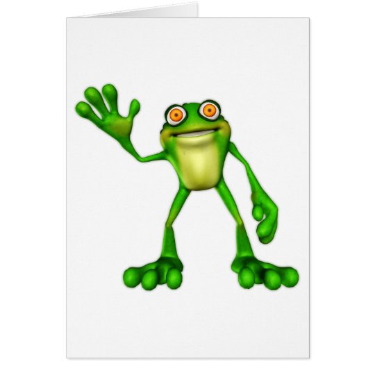 Froggie the Cute Cartoon Waving Frog Card