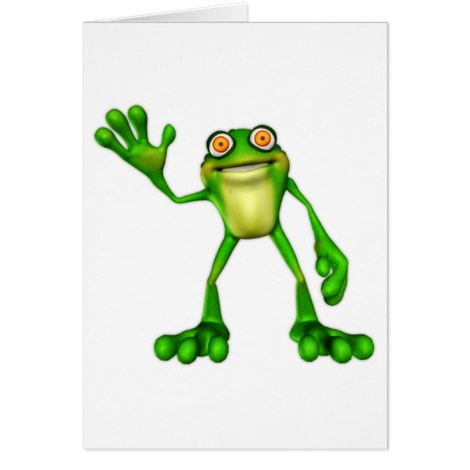 Froggie the Cute Cartoon Waving Frog Cards (Front)