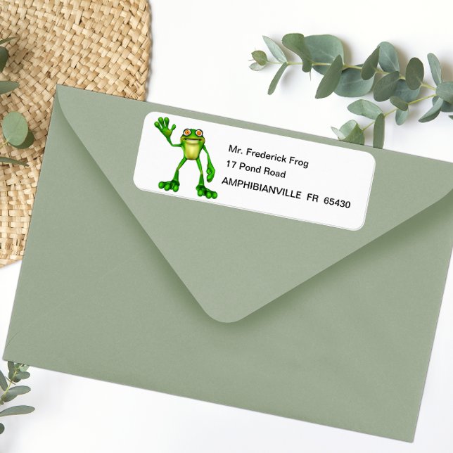 Froggie the Cute Cartoon Waving Frog Label (Creator Uploaded)