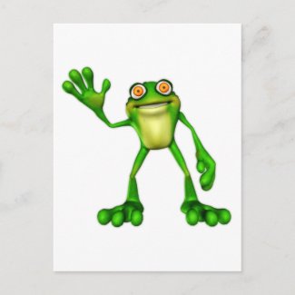 Froggie the Cute Cartoon Waving Frog