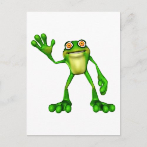 Froggie the Cute Cartoon Waving Frog Postcard