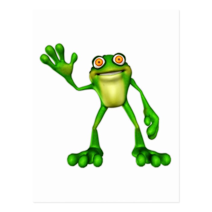 Froggie the Cute Cartoon Waving Frog Postcard | Zazzle.com