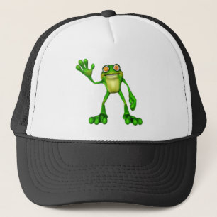 Froggie the Cute Cartoon Waving Frog Trucker Hat