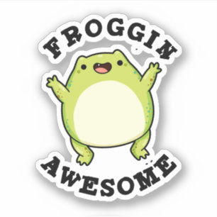 Froggin Awesome Funny Frog Pun Sticker