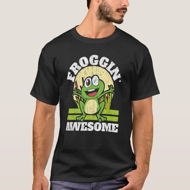Froggin Awesome Red Eyed Tree Frog Toad Amphibian T-Shirt (Front)