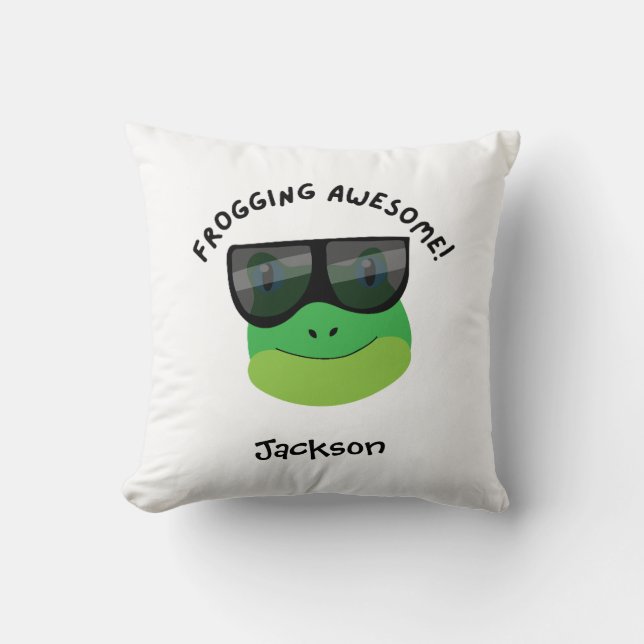Frogging Awesome Throw Pillow (Front)