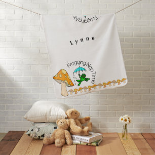Frogging Nap Time, Mushroom Baby Blanket