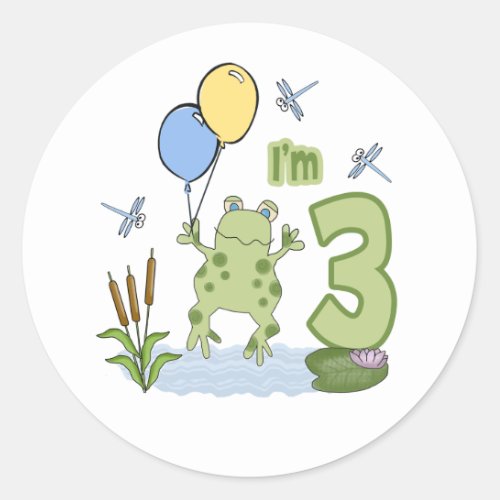 Froggy 3rd Birthday Classic Round Sticker