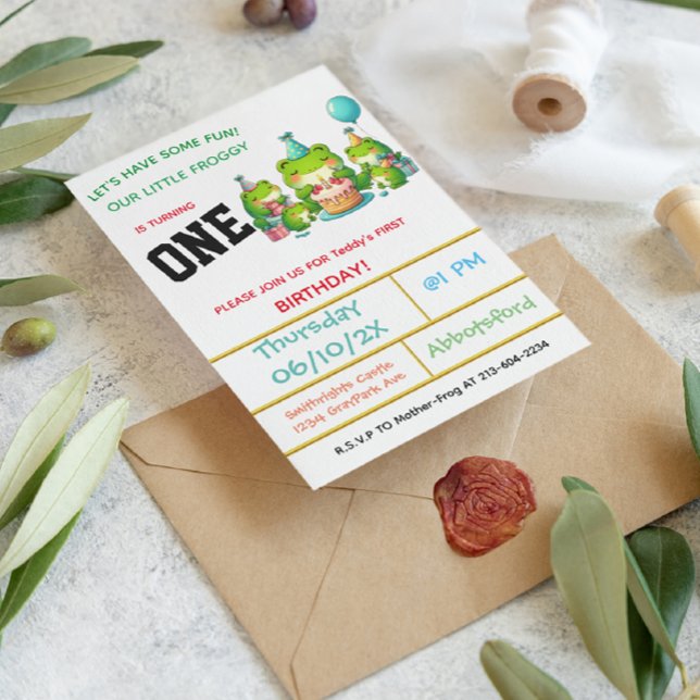 Froggy Birthday Celebration - 1 Year! Invitation (Creator Uploaded)