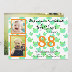 Froggy Birthday party Three custom photos template