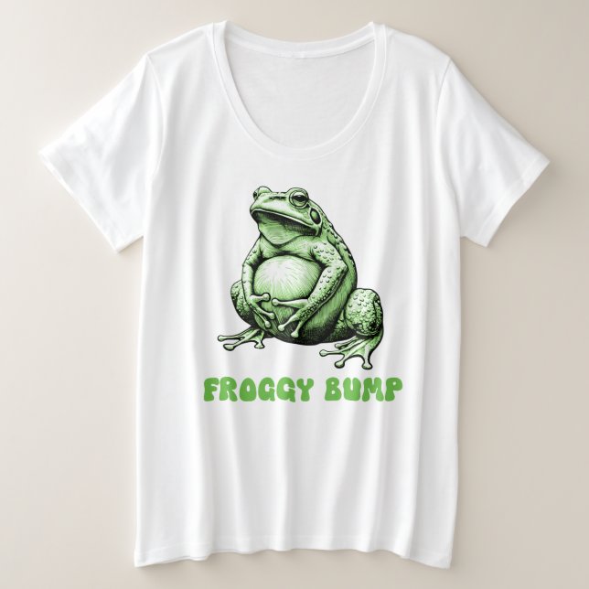 Froggy Bump Maternity, Expecting Mom Plus Size T-Shirt (Design Front)