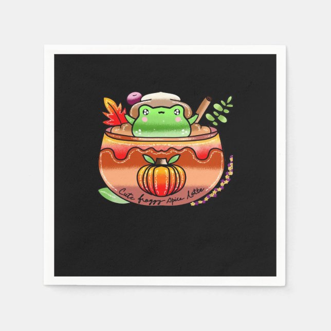 Froggy Delight Pumpkin Spice Latte Season Napkins (Front)