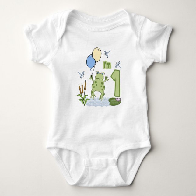 Froggy First Birthday Baby Bodysuit (Front)