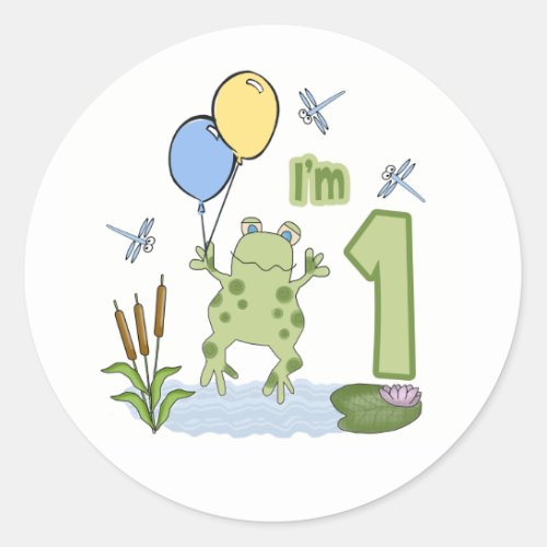 Froggy First Birthday Classic Round Sticker