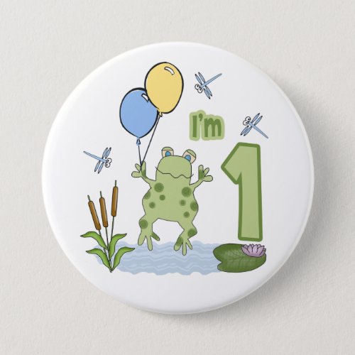 Froggy First Birthday Pinback Button