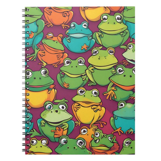 Froggy Frenzy Notebook – Vibrant Cartoon Frogs (Front)