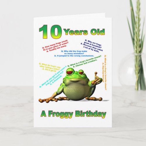 Froggy friend 10th birthday card with froggy jokes