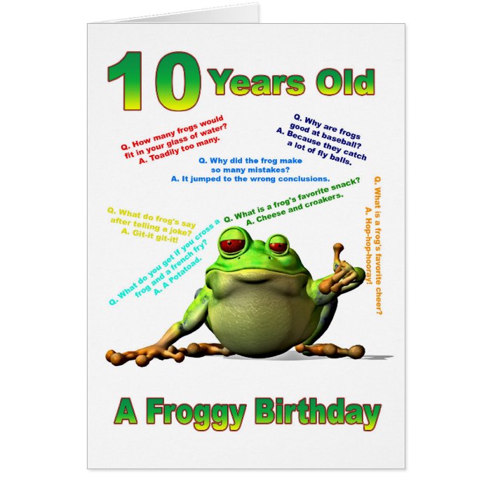 Froggy friend 10th birthday card with froggy jokes