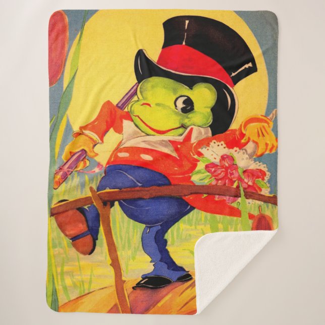 Froggy gone a-courtin’ sherpa blanket (Front)