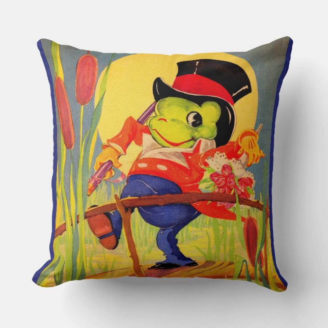Froggy gone a-courtin’ throw pillow (Front)