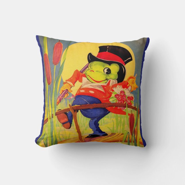 Froggy gone a-courtin’ throw pillow (Front)