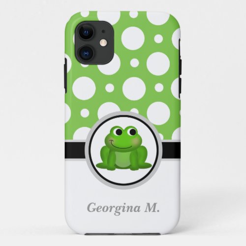 Froggy Green  White Polka Dot iPhone 5 Case