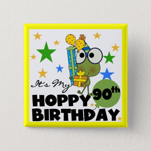Froggy Hoppy 90th Birthday Button