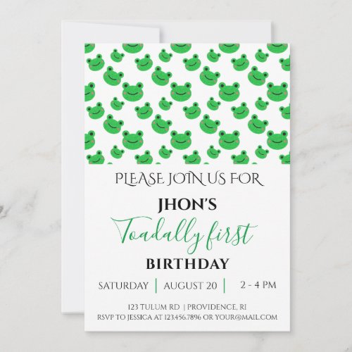 Froggy kids birthday party invitation