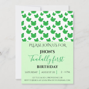 Froggy kids birthday party Pastel Green invitation
