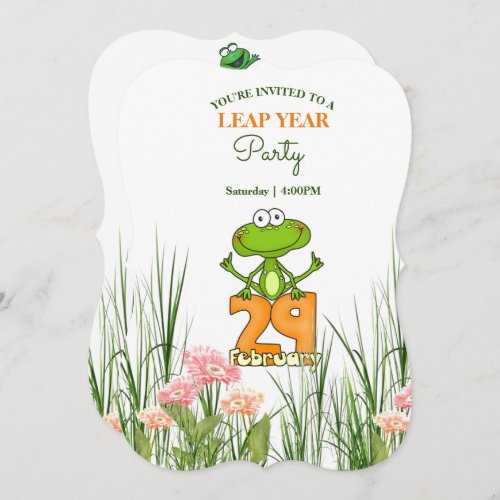 Froggy Leap Year Party February 29th Invitation