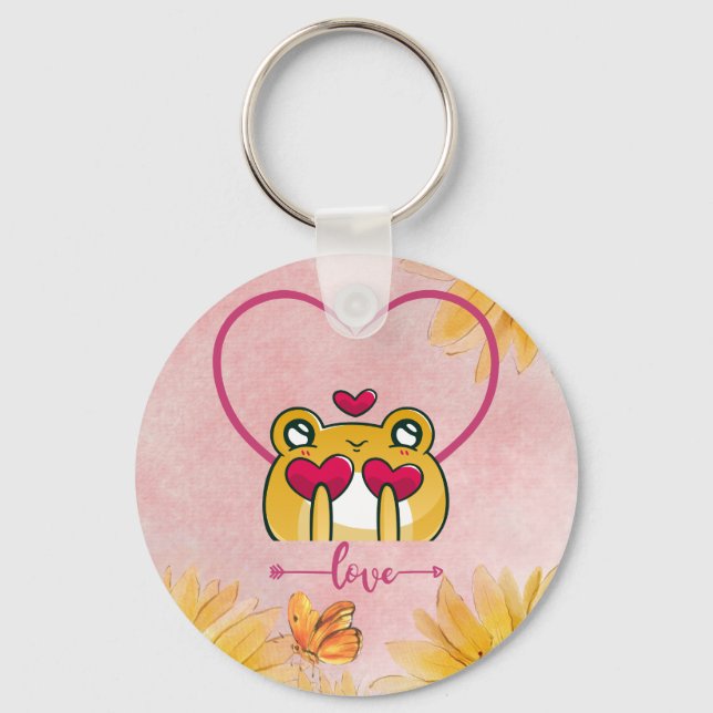 Froggy Love: Hopping Hearts Keychain (Front)