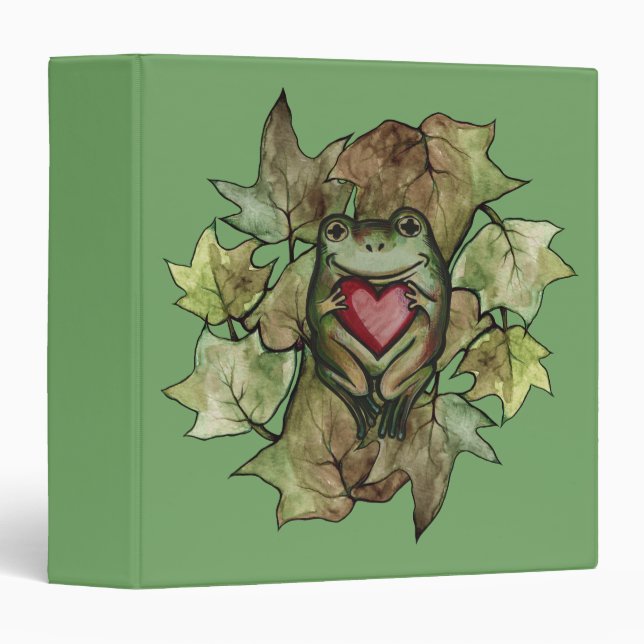 Froggy lover art fun frogs  and heart              3 ring binder (Front/Spine)