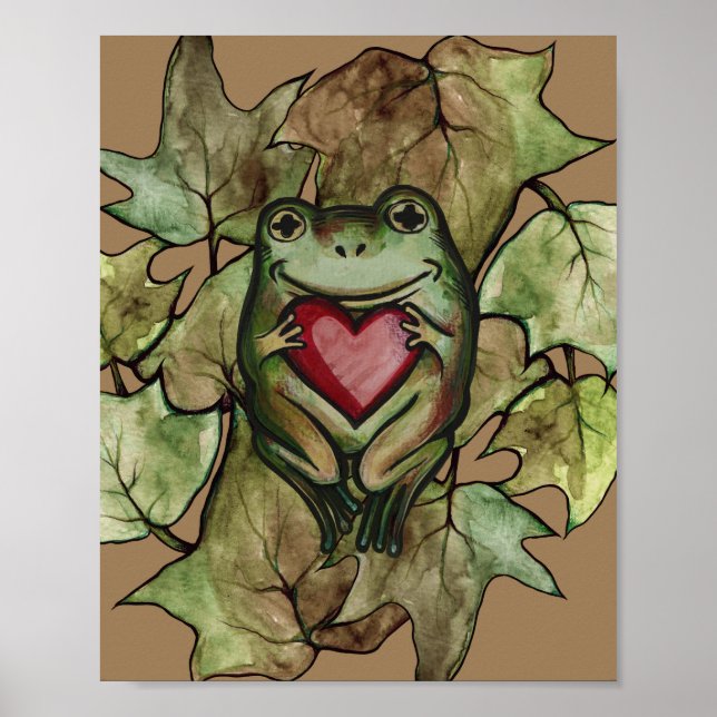 Froggy lover art fun frogs  and heart              poster (Front)