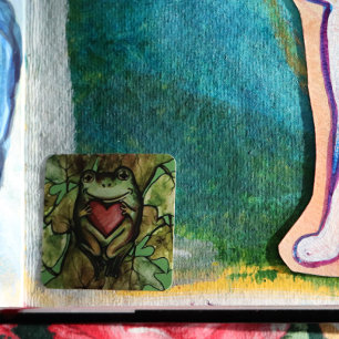 Froggy lover art fun frogs and heart square sticker