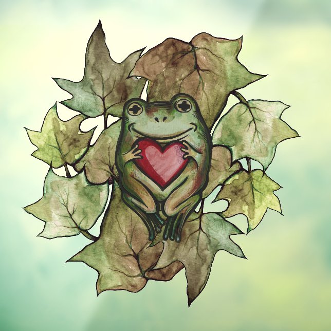 Froggy lover art fun frogs  and heart              window cling (Sheet 3)