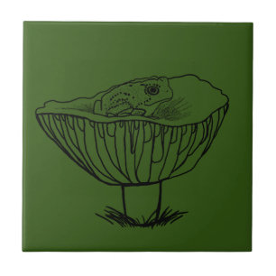 Froggy on a Mushroom Ceramic Tile