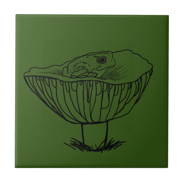 Froggy on a Mushroom Ceramic Tile (Front)