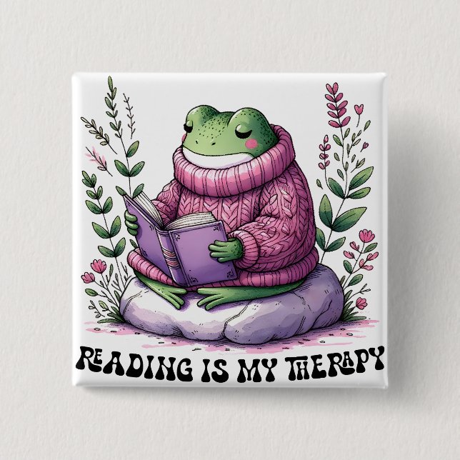 Froggy Reading Is My Therapy Button (Front)