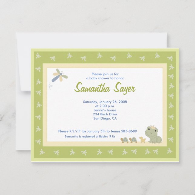 Froggy Tales Frog Prince Baby Shower 4.25 x 5.5 Invitation (Front)