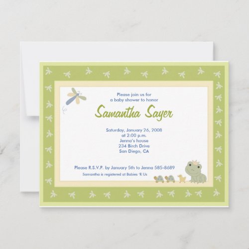 Froggy Tales Frog Prince Baby Shower 425 x 55 Invitation