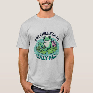 Froggy Vibes: Chill Frog on Lily Pad Design T-Shirt